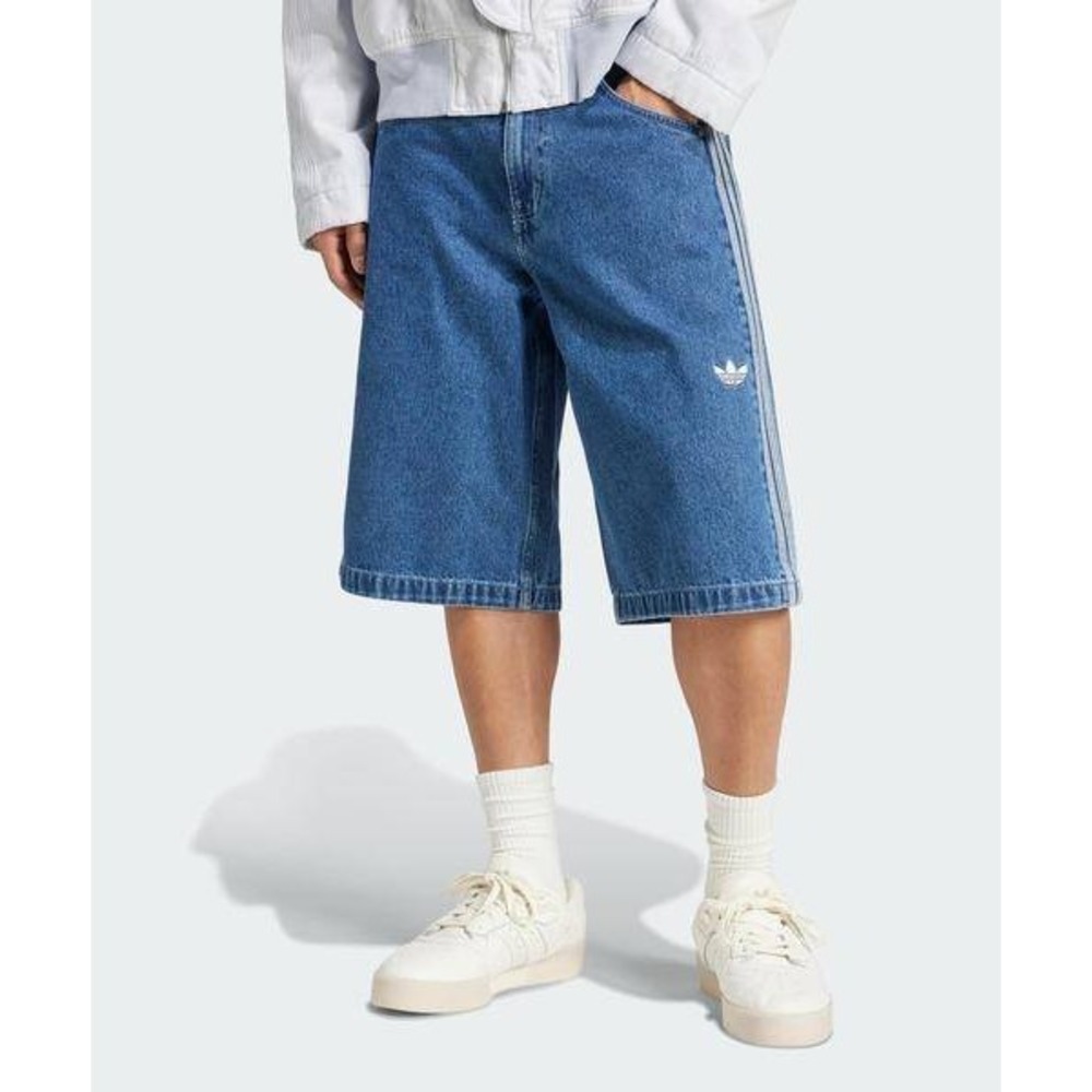 Adidas Adicolor Denim Firebird Shorts Mens 30 Blue Baggy Jorts JC6235 NWT